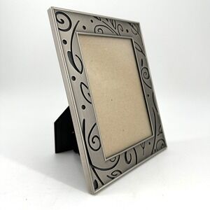 Metal Swirl Art Nouveau‎ Inspired Tabletop Picture Frame 5x7 Photo Silver Tone